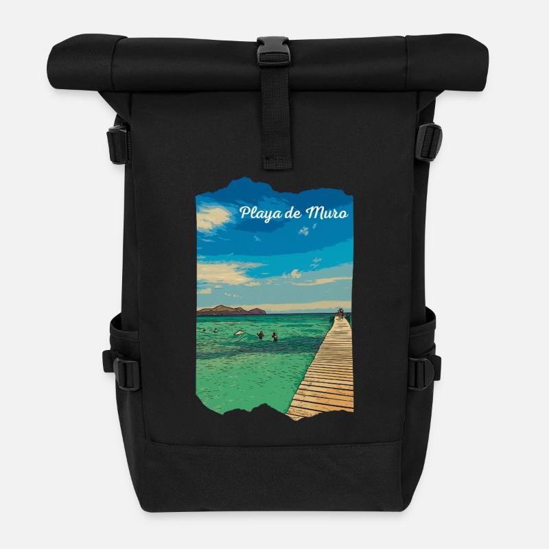 Playa de Muro - Mallorca - Roll Top Backpack - black