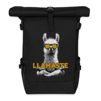 Llamaste – Yoga Lama mit Sonnenbrille - Rolltop Rucksack - Schwarz - Vorne