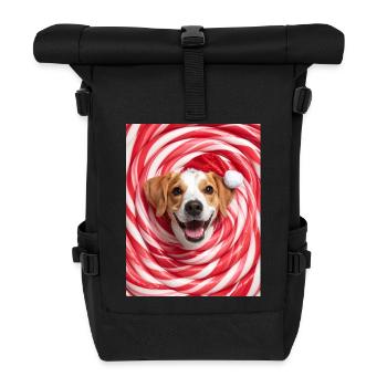 Weihnachtshund unter den Süßigkeiten - Rolltop Rucksack - Schwarz - Vorne