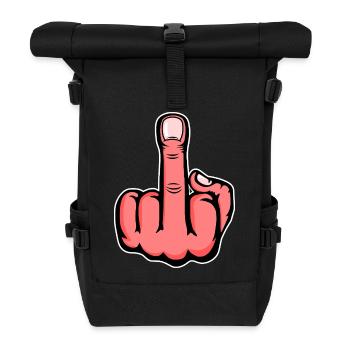 Mittelfinger Stinkefinger Design Pink - Rolltop Rucksack - Schwarz - Vorne