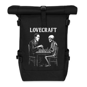 HP Lovecraft Schachduell mit Skelett - Rolltop Rucksack - Schwarz - Vorne