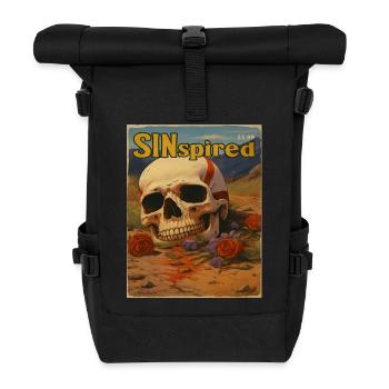 Inspired by Sins, Skull in the Desert - Roll Top Backpack - black - Front