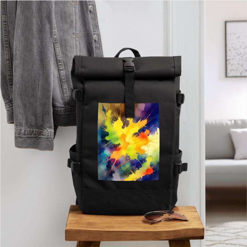 Explosion de couleur Éclaboussure abstraite Sac à dos roll top