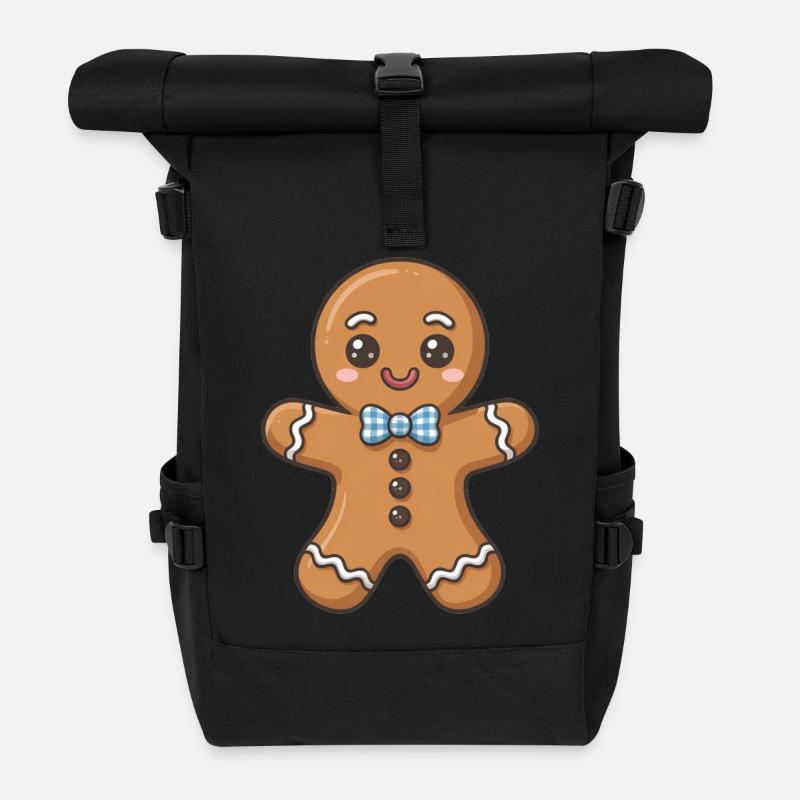Lebkuchenmann - Rolltop Rucksack - Schwarz