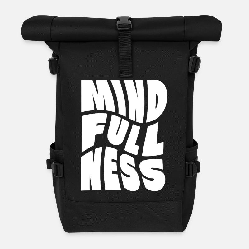 Achtsamkeit Typografie-Design - Rolltop Rucksack - Schwarz
