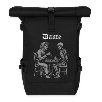 Dante-und-Skelett-Schachmatch - Rolltop Rucksack - Schwarz - Vorne