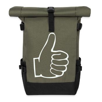 Thumbs Up Outline - Roll Top Backpack - olive/black - Front