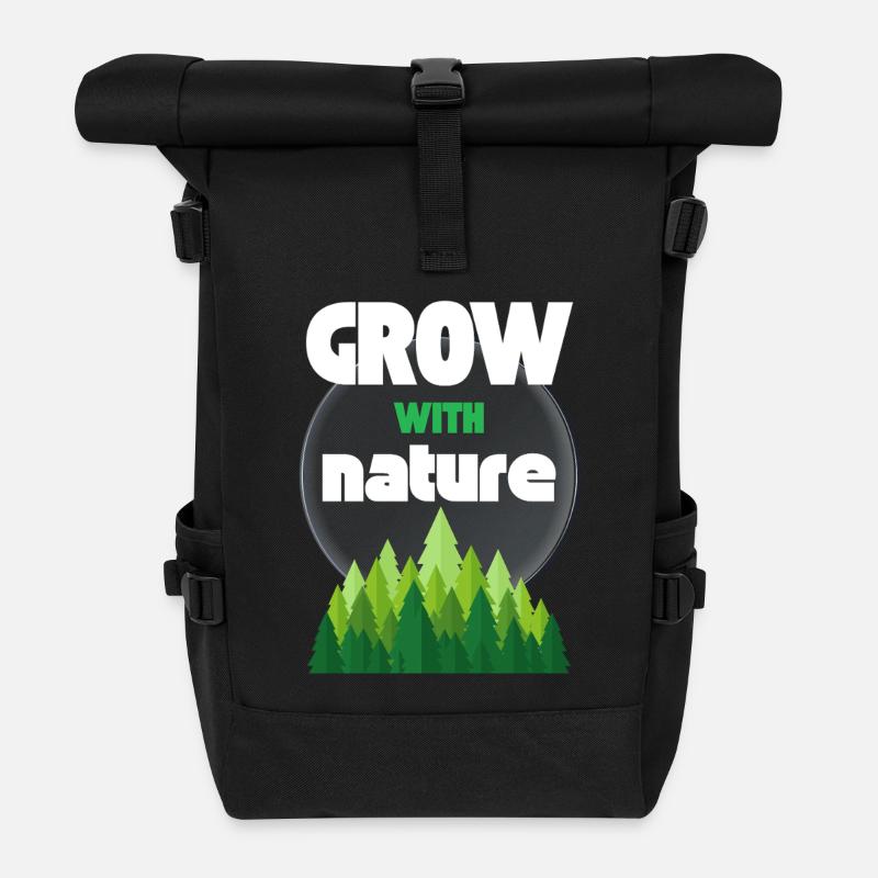 Mit der Natur wachsen - Rolltop Rucksack - Schwarz