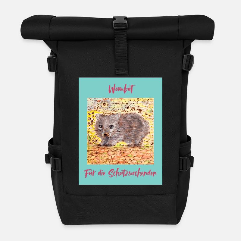 Illustration du chercheur de refuge Wombat - Sac à dos roll top - noir