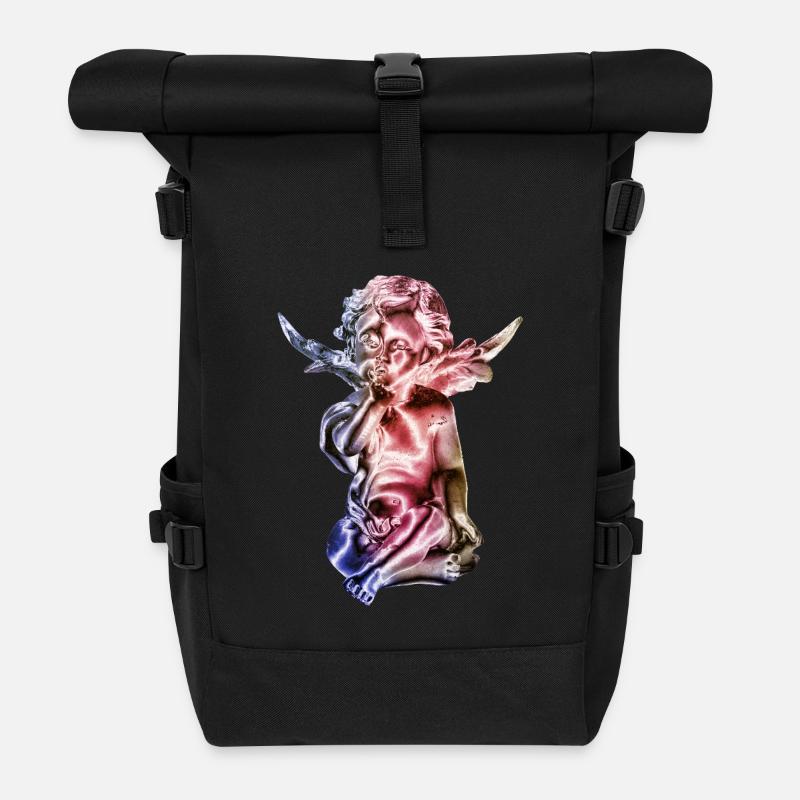Engelskulptur Farbverlauf - Rolltop Rucksack - Schwarz