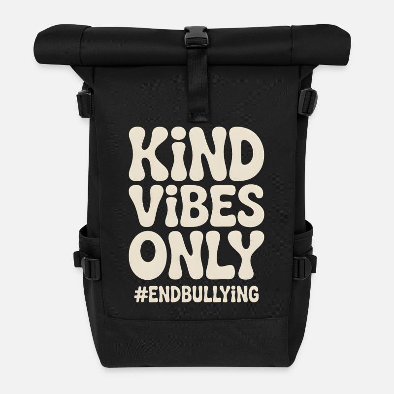 Freundliche Vibes beenden nur Mobbing - Rolltop Rucksack - Schwarz