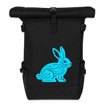 Cyber Rabbit Circuit Board Tech Vector - Roll Top Backpack - black - Front