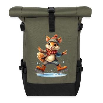 Ein Eichhörnchen fährt Schlittschuh - Roll Top Backpack - olive/black - Front
