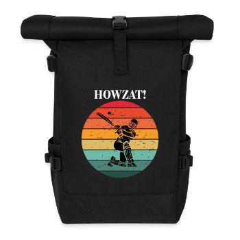 Cricket Batsman at Sunset - Roll Top Backpack - black - Front