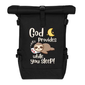 Jesus Christ- God provides while you sleep - Faith - Rolltop Rucksack - Schwarz - Vorne