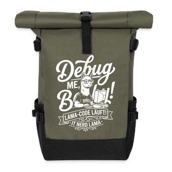 Lama Code Debug Design - Rolltop Rucksack - Olive/Schwarz - Vorne