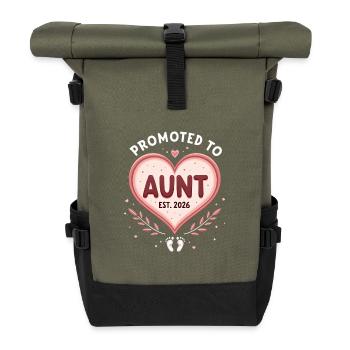 Tante 2026 Tante 2026 Befördert zu Tante 2026 - Rolltop Rucksack - Olive/Schwarz - Vorne