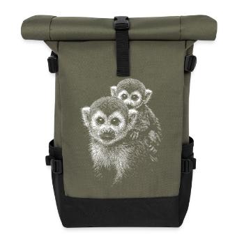 Squirrel monkey - Roll Top Backpack - olive/black - Front
