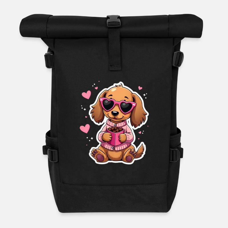 Dackel Dachshund Tekel - Roll Top Backpack - black