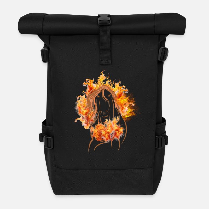 Fire Horse - Carry your power outwards - Roll Top Backpack - black