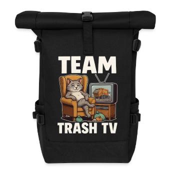 Team Trash TV Katze - Rolltop Rucksack - Schwarz - Vorne