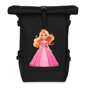 Prinzessin in einem rosa Kleid - Rolltop Rucksack - Schwarz - Vorne