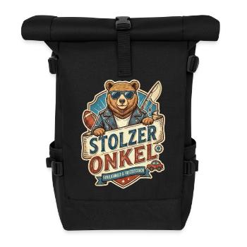 Stolzer Onkel Bär – Freizeitheld - Rolltop Rucksack - Schwarz - Vorne