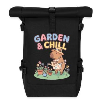 Garden & Chill Capybara Illustration - Roll Top Backpack - black - Front