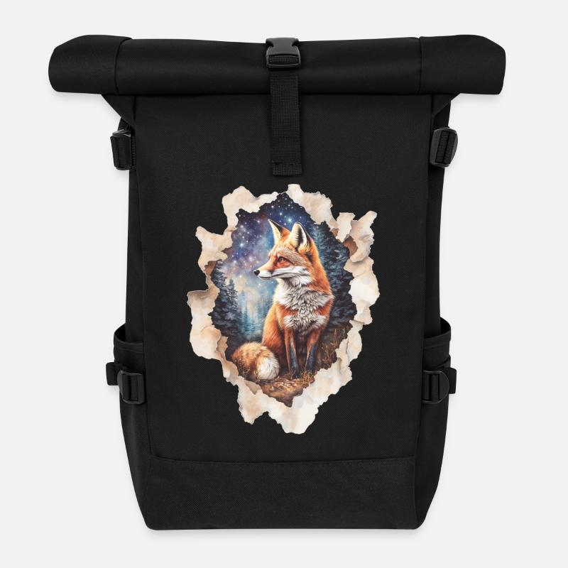 Renard Ciel étoilé - Sac à dos roll top - noir
