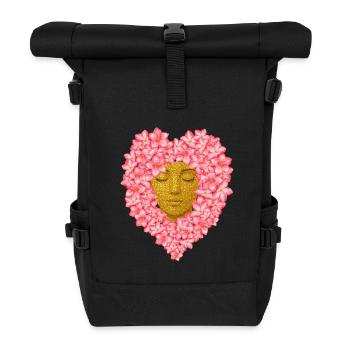 Visage fleuri de femme / Illustration de fleurs féminines - Sac à dos roll top - noir - Devant