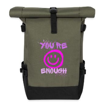 YOU ARE ENOUGH - Rolltop Rucksack - Olive/Schwarz - Vorne