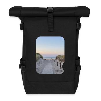 Düne Pfad am Meer Sonnenuntergang - Rolltop Rucksack - Schwarz - Vorne