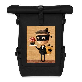 Maskierter Kellner, Gehirngebäck - Rolltop Rucksack - Schwarz - Vorne