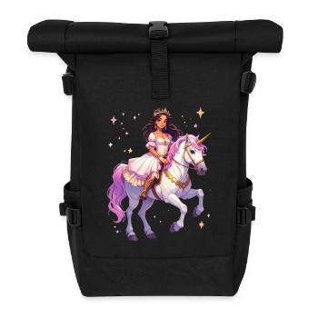 Princesse sur une licorne - Sac à dos roll top - noir - Devant