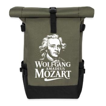 Wolfgang Amadeus Mozart Classical Music Composer - Roll Top Backpack - olive/black - Front