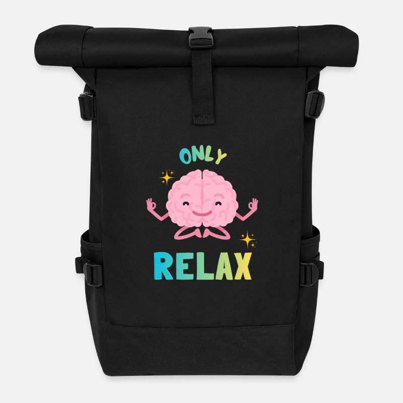 Rainbow Zen Brain - Roll Top Backpack - black