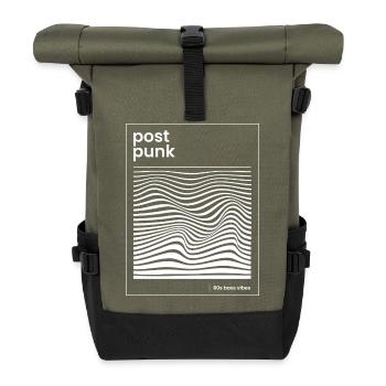 Post-Punk-Wave-Muster-Poster - Rolltop Rucksack - Olive/Schwarz - Vorne