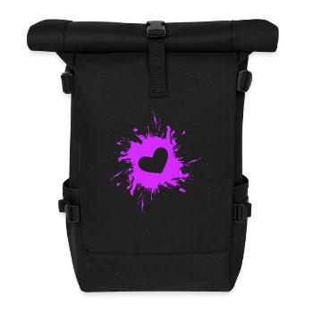Herz Fleck Tinte Lila - Rolltop Rucksack - Schwarz - Vorne