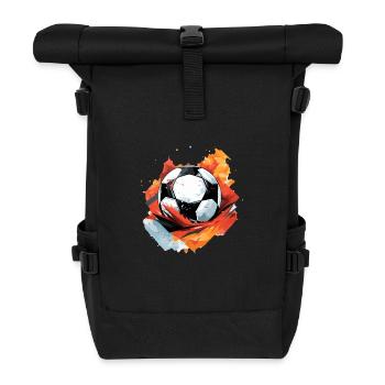 Fußball Ball - Rolltop Rucksack - Schwarz - Vorne