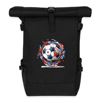 Fußball Ball - Rolltop Rucksack - Schwarz - Vorne