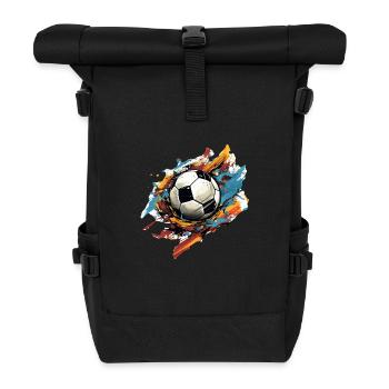 Soccer Ball - Roll Top Backpack - black - Front