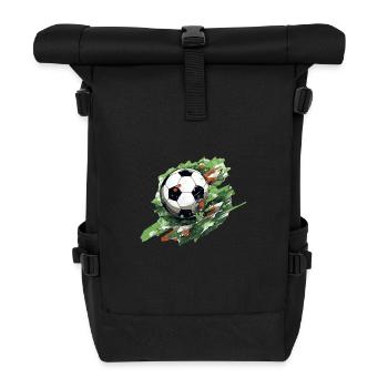 Fußball Ball - Rolltop Rucksack - Schwarz - Vorne