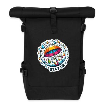 Stay Dry - Umbrella Illustration - Roll Top Backpack - black - Front