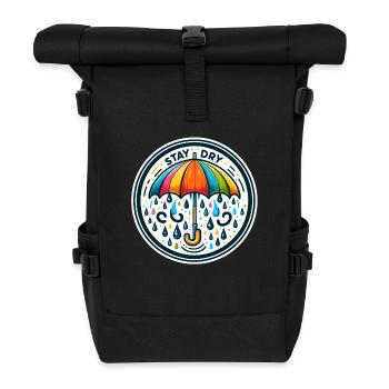 Stay Dry - Umbrella Illustration - Roll Top Backpack - black - Front