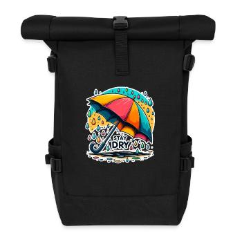 Stay Dry - Umbrella Illustration - Roll Top Backpack - black - Front