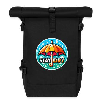 Stay Dry - Umbrella Illustration - Roll Top Backpack - black - Front