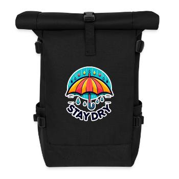 Stay Dry - Umbrella Illustration - Roll Top Backpack - black - Front