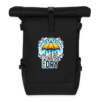 Stay Dry - Umbrella Illustration - Roll Top Backpack - black - Front