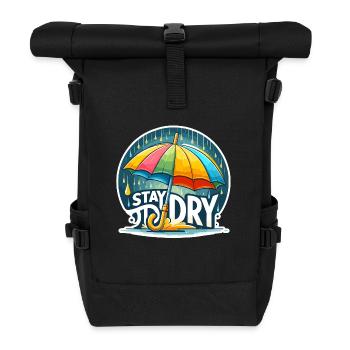 Stay Dry - Umbrella Illustration - Roll Top Backpack - black - Front