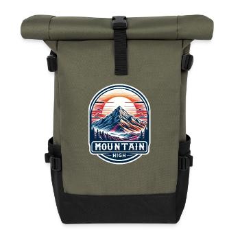 Mountain High - Berg Illustration - Roll Top Backpack - olive/black - Front